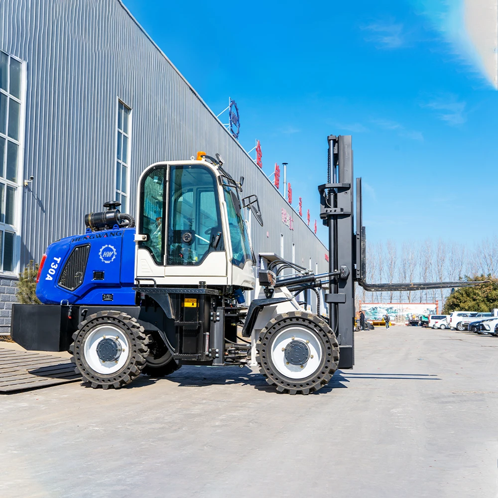 Off-road Wheel Forklift Diesel Engine All-terrain Off-road Small Forklift Engineering 3 T Diesel Forklift Support Customization
