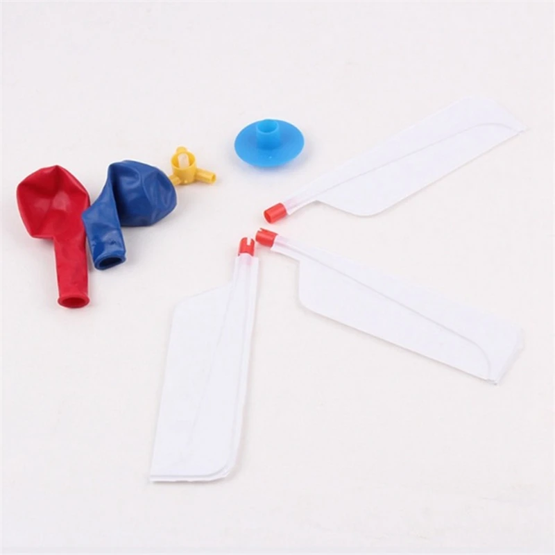10 Set Funny Balloon Helicopter Launcher Balloon Powered Racers Inertial Power Stem For Children's Day Gift