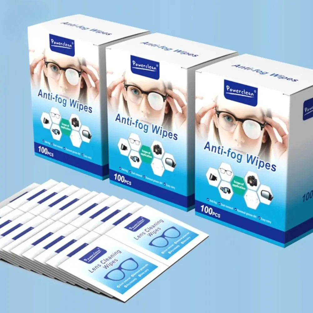 100 unids/caja limpiador de gafas toallitas húmedas desechables antiniebla removedor de polvo toallitas de limpieza para lentes gafas de sol pantalla de teléfono