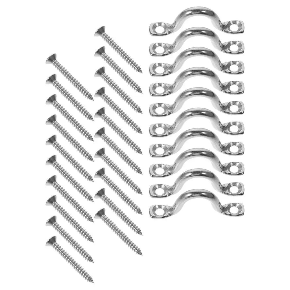 

10 Pieces 316 Stainless Steel Yacht Deck Rings Kayak Fixing Handles 6MM Smooth Boat Accessories Pad Eyes Tools