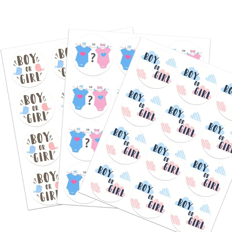 He or She Gender Reveal Team Boy Team Girl Stickers Boy or Girl Tags Labels Party Creative Decoration Baby Shower Supplies