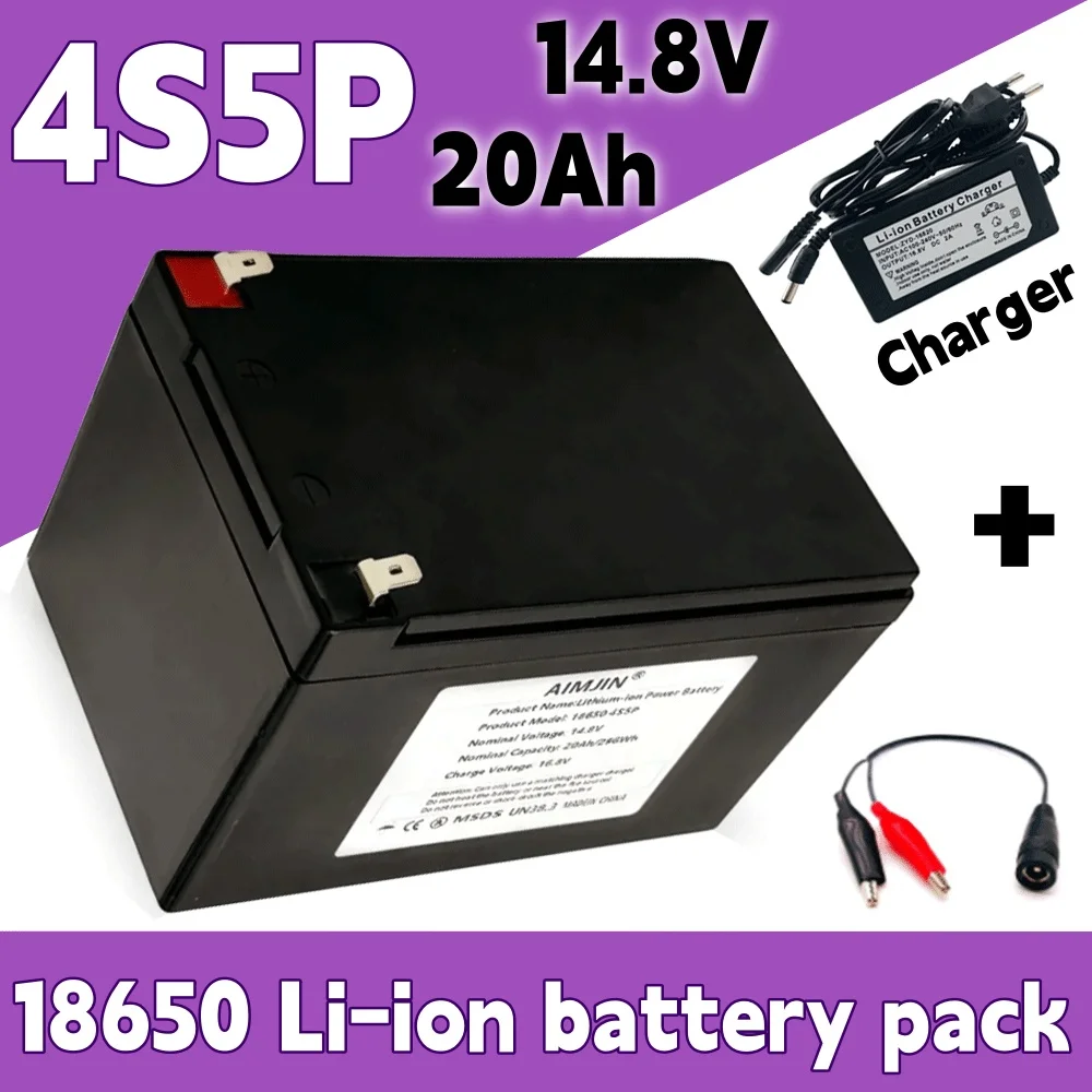 🆕 4S5P 14.8V 20Ah built-in BMS 18650 Li-ion Battery Pack Suitable for 16.8V Equipment, High-power Inverter, Tourist Car Solar