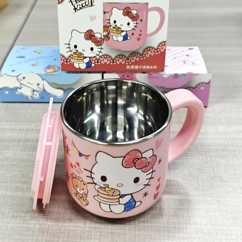 سانريو هالو كيتي كارتون كورومي ماي ميلودي سينامورول كوب حليب لطيف من الفولاذ المقاوم للصدأ طبقة مزدوجة قابلة للإزالة ومضادة للحرق كاواي #6
