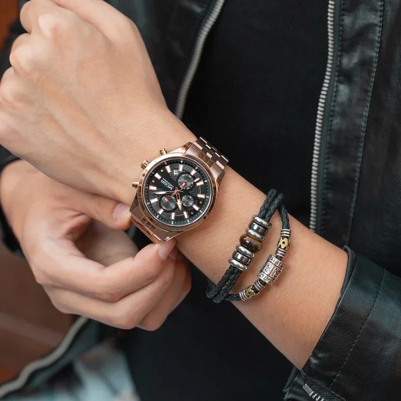 MEGIR New Fashion Mens Watches Chronograph Waterproof Stainless Steel Date Sports Quartz Watch Men Top Brand Luxury Wristwatch image 3