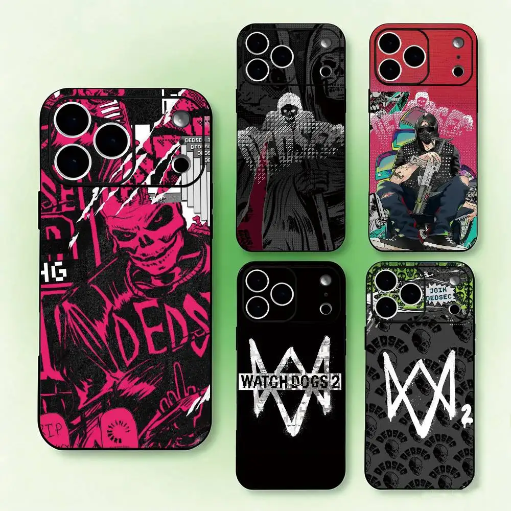 Game Watch Dogs 2 Phone Case For iPhone 17,16,15,14,13,12,11 Plus,Pro Max,XS,Soft Silicone Black Cover