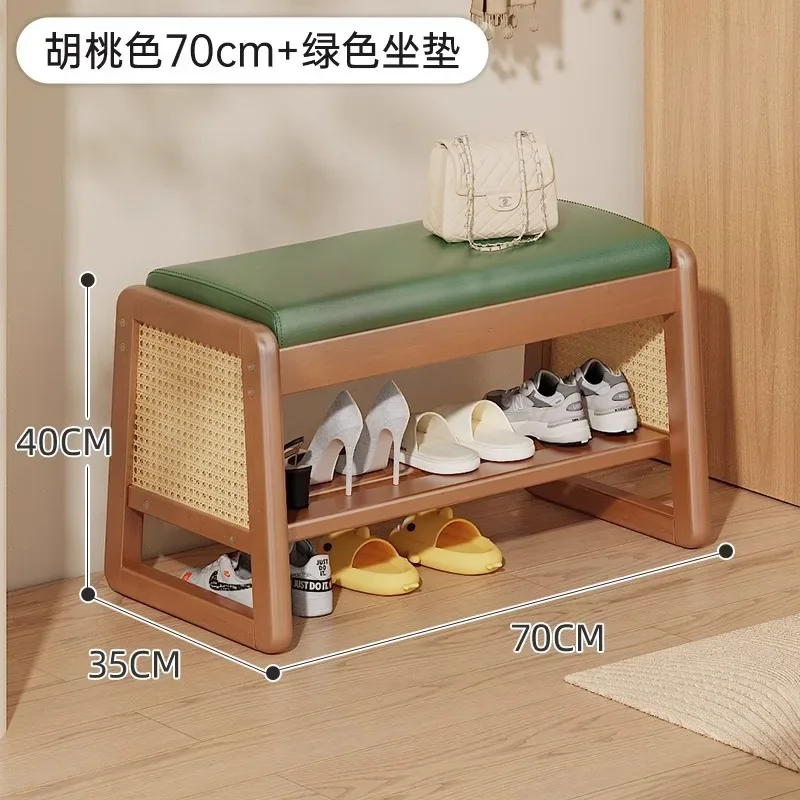Solid Wood Shoe Changing Stool, Household Shoe Cabinet At The Door, Integrated Stool, Light Luxury, Home Wearing Shoe Stool