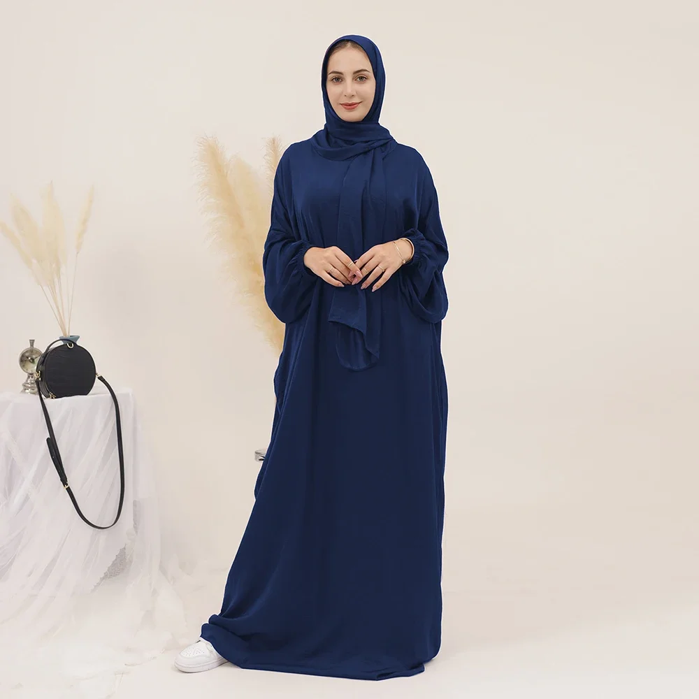 

Jilbabs Attached Scarf Abaya for Women Islamic Long Dress Ramadan Muslim Hijabi Robe Prayer Dress Dubai Turkey Modest Abayas