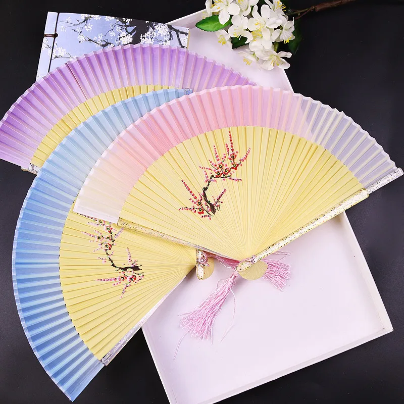 Vintage Style Silk Chinese Folding Fan Japanese Pattern Art Craft Gift Home Decoration Ornaments party Dance Hand Fan gift
