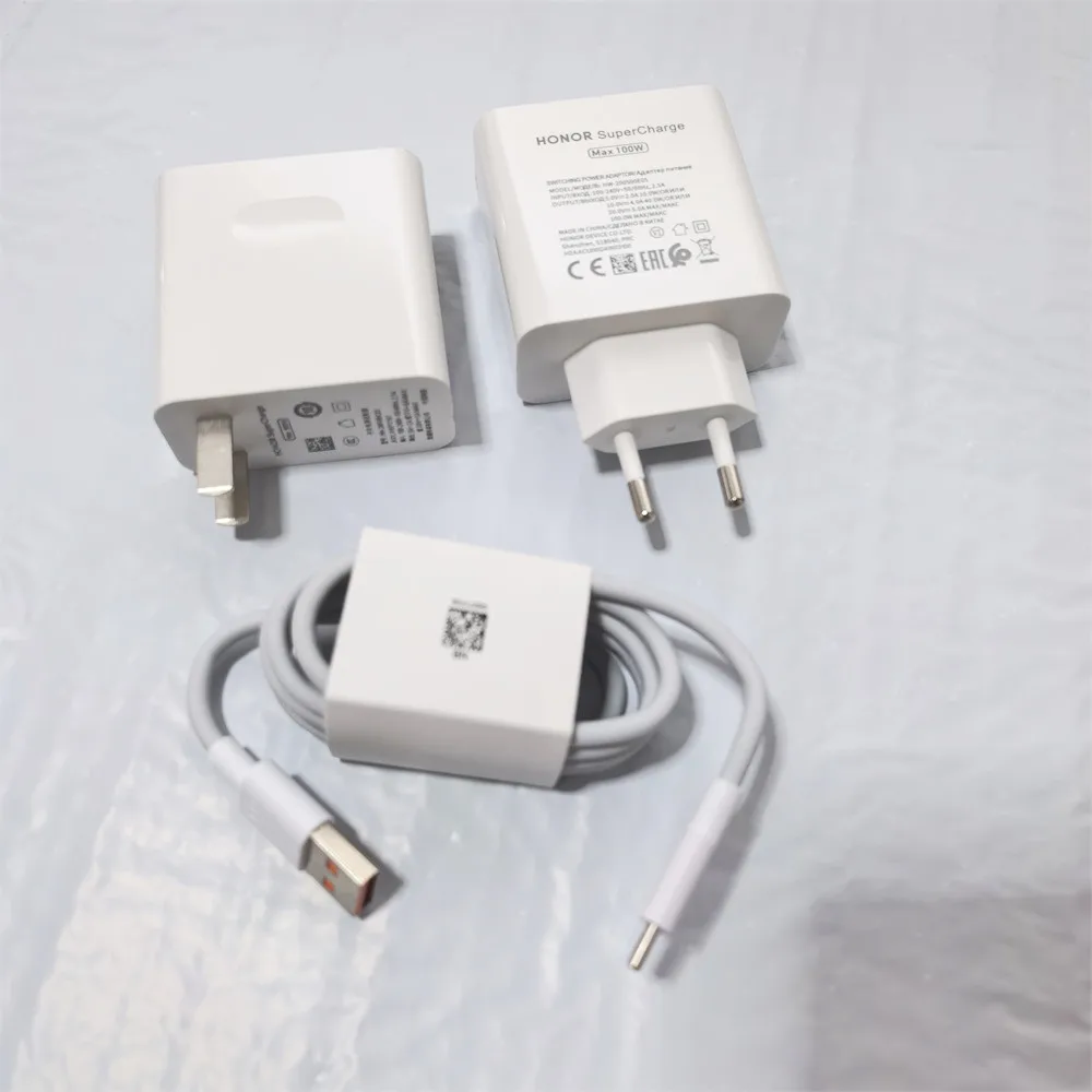 Honor 100w carregador rápido ue eua supercharge adaptador de alimentação 1/1.5/2m 6a cabo usb tipo c para honra 400 300 200 90 gt magic 8 7 6pro