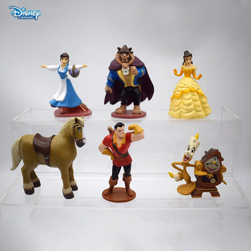 6pcs/1set Beauty and the Beast cartoon and animation characters dolls toys doll model cake ornaments home desktop ornaments