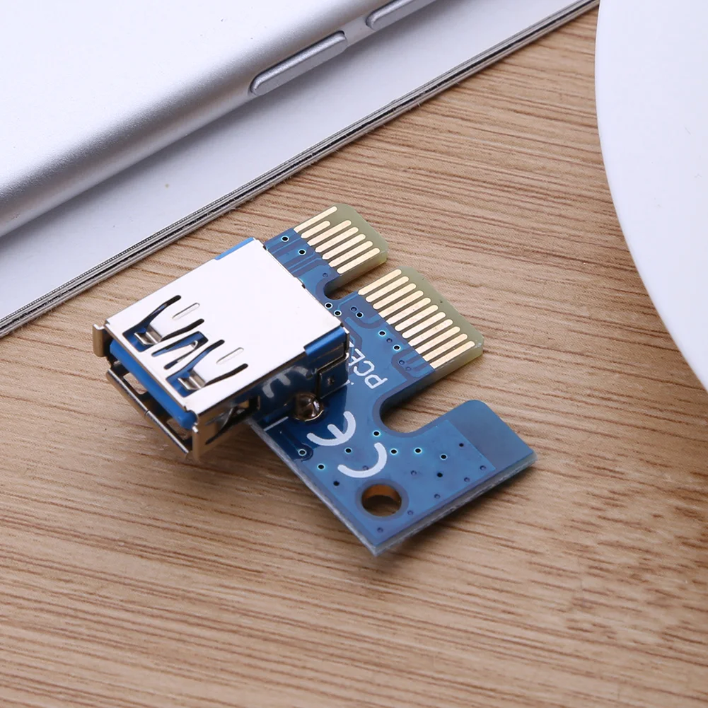 2021 Gold Finger Pure Craftsmanship PCI Express 1X to USB 3.0 Female Adapter for PCIe Riser BTC Mining Blue
