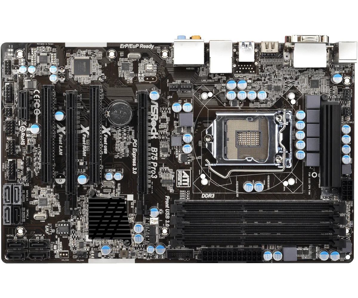 Asrock B75 Pro3 motherboard LGA 1155 Intel® B75 DDR3 32GB support i7-3770 2600 3450 3330 2400 3220 G2120 G645T cpu ATX