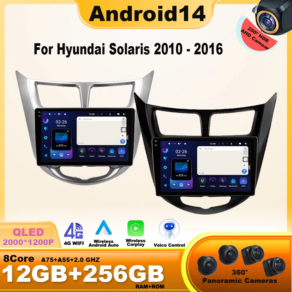 

Android 14 Carplay Car Radio for Hyundai Solaris Verna Accent 1 2010 - 2016 Multimedia Player 2 Din GPS 4G DVD Head Unit