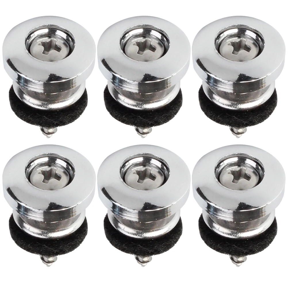 

6 Pcs Guitar Strap Button Non-slip Locking Round Head Buckle Locks Electric Pin Bass Buttons Felt and