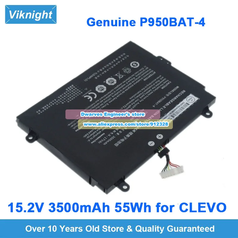 Genuine P950BAT-4 Battery 15.2V 3500mAh 55Wh for Clevo Eurocom Q5 Q6 P950HP6 P957HR P950ER PRIME-15 NP8950 Key 15 KINGBOOK T97