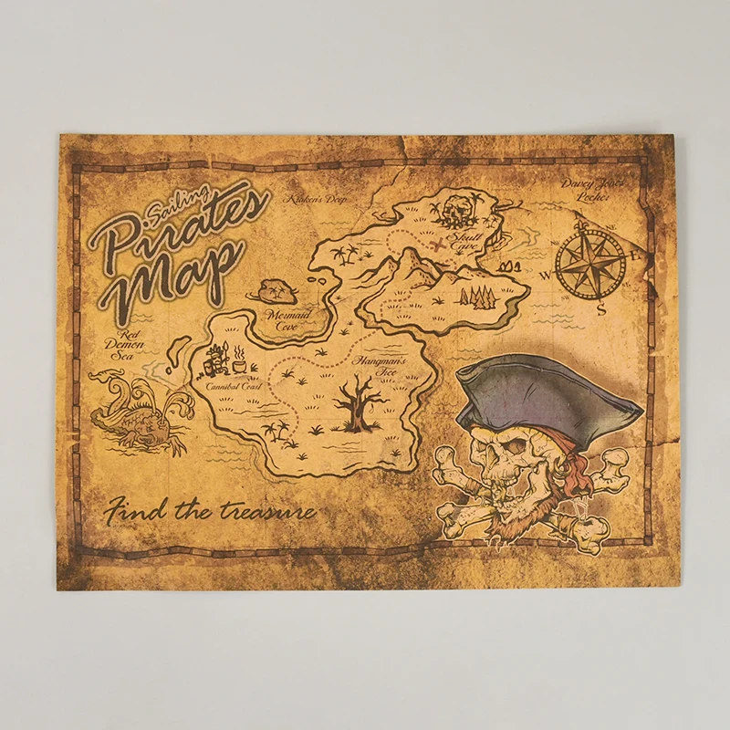 

Pirate Adventure Treasure Hunt Paper Map Vintage Halloween Home Bar Retro Decorative Pirate Theme Kids Birthday Party Supplies