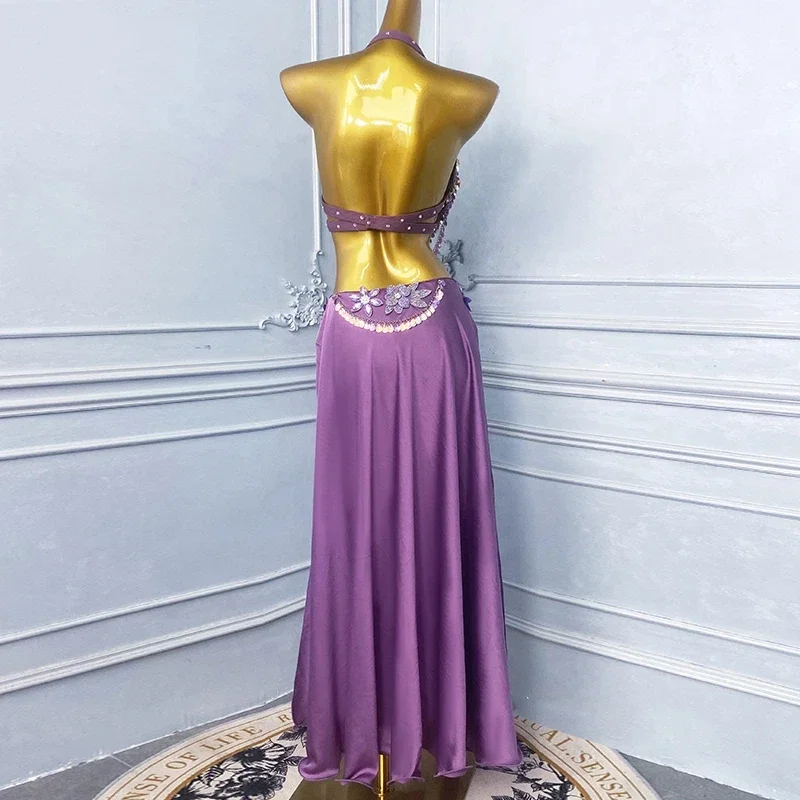 فستان أداء الرقص الشرقي للنساء 2025 فستان جديد لمرحلة الرقص الشرقي الراقية باللون الأرجواني للمرأة #3