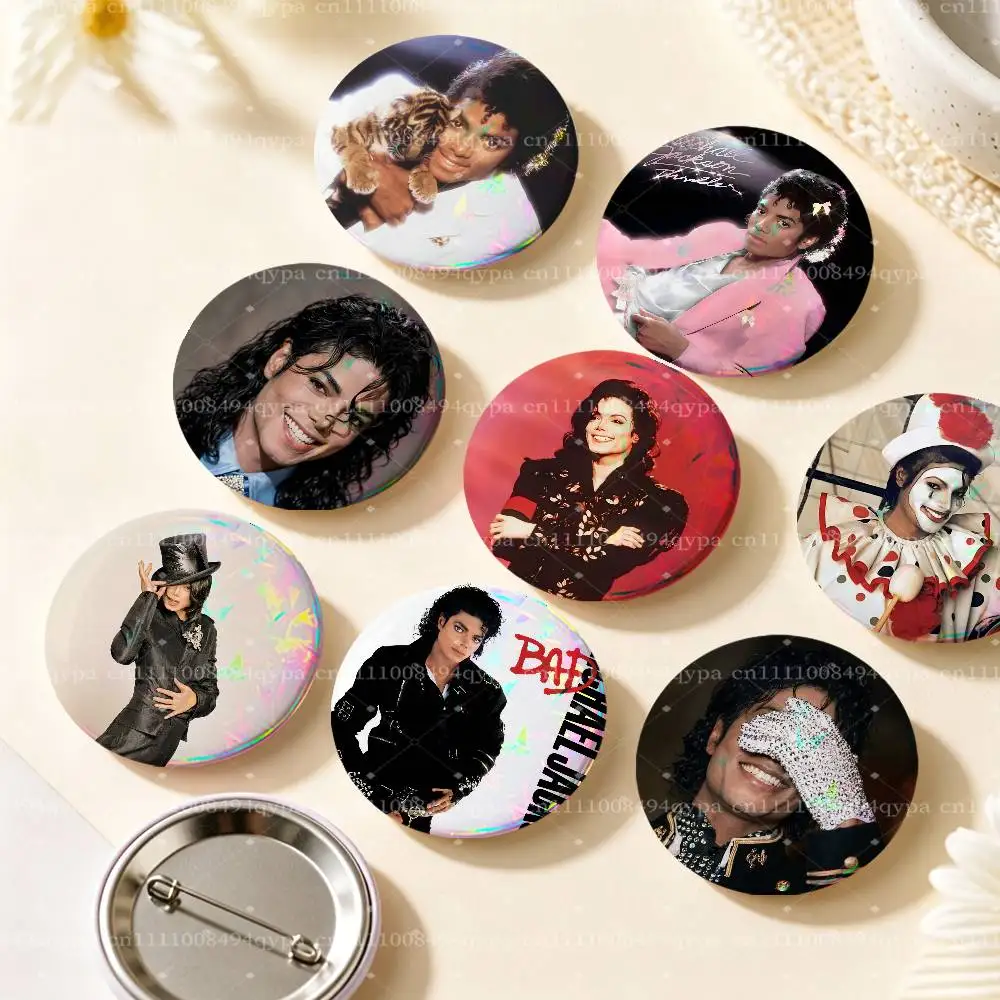 M-Michael Jackson Thriller Bad Pin Buttons Round Badge for Clothes Bags Hats Pins Accessories Backpacks Tote Bags Decor