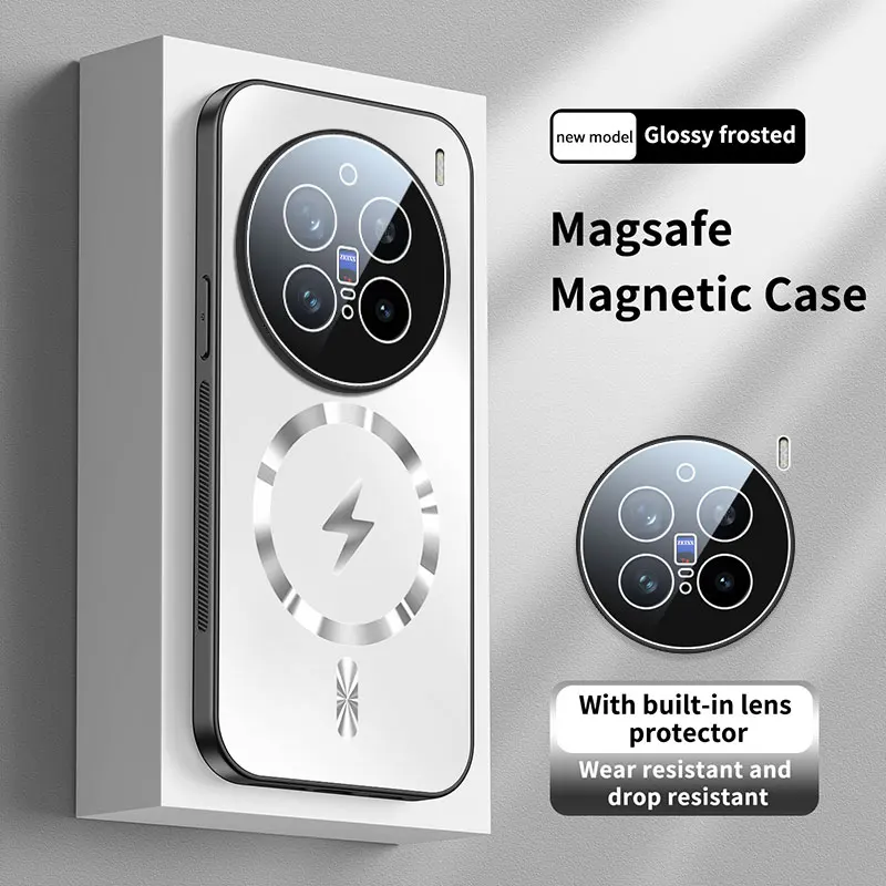 

For VIVO X200 Pro Mini Ultra Case Magnetic Camera Lens Film Protection for Magsafe Wireless Charging Matte Frosted Back Cover