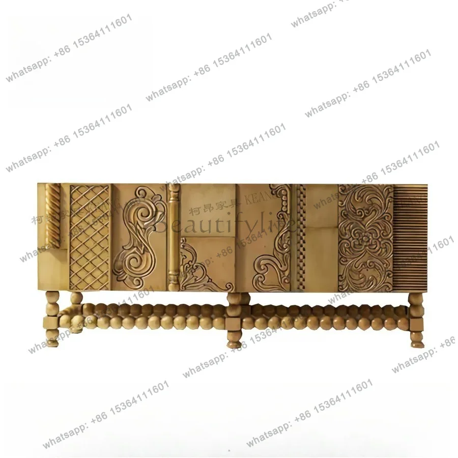 XX medieval solid wood dining side cabinet French light luxury art high-end door cabinet