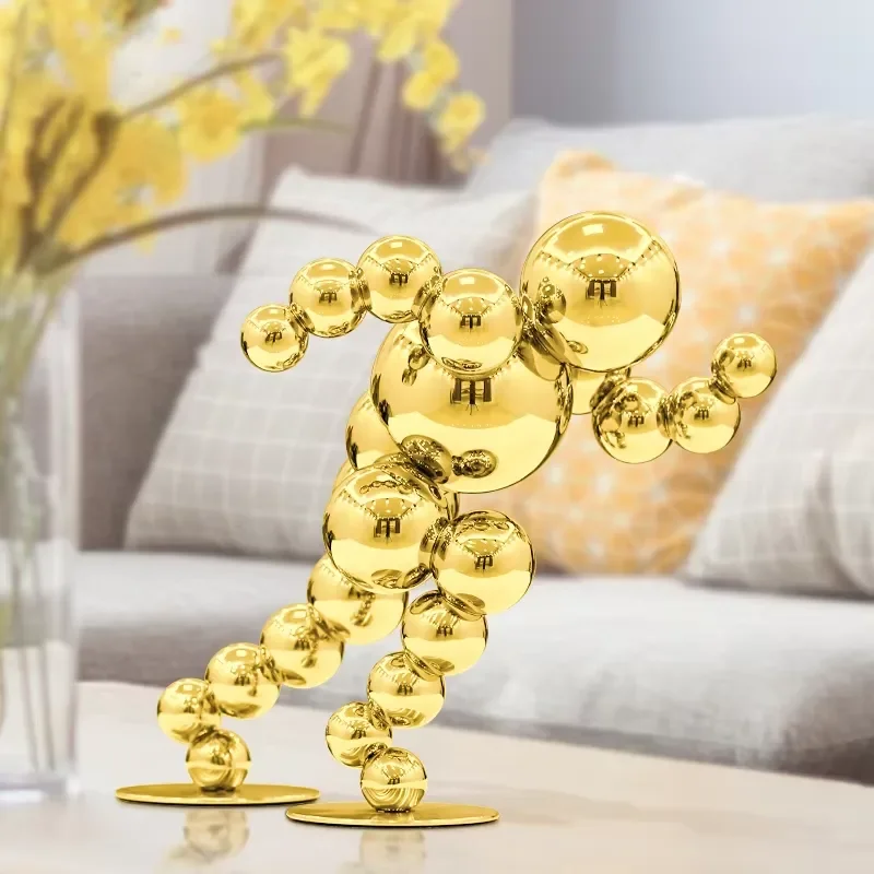 Modern stainless steel home decoration sculptures, luxury interior design decorations, suitable for offices, industrial