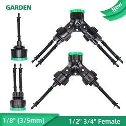 Garden Irrigation Quick Coupler Barb 2-Way 4-Way for 3/5mm Hose Greenhouse Watering Dispenser 1/2