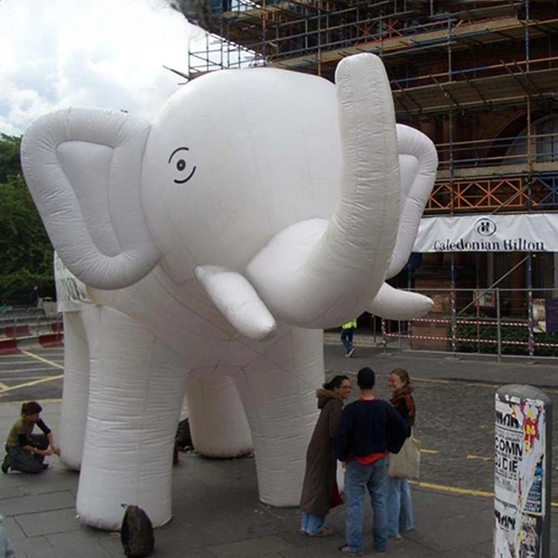 

Popular Blow Mascot 5mH Up Modeling Large Animals Giant White Inflatable Elephant Advertising