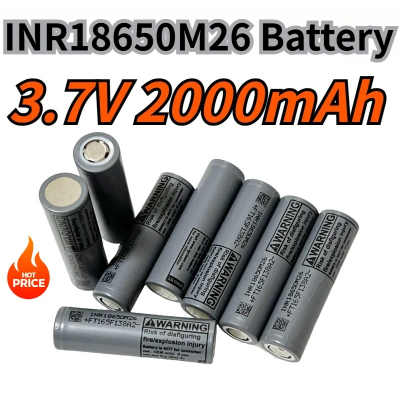 

New 18650 Lithium Battery 2000mAh 3.7V 10A INR18650M26 High Power Tool Battery for Toy Car Flashlight 18650 Rechargeable Battery