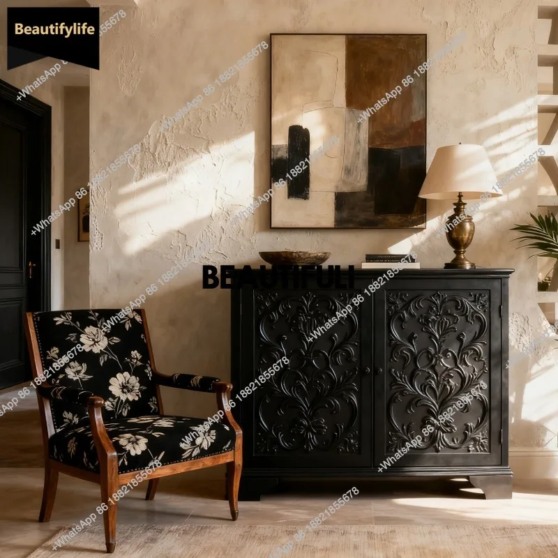 

D80 обеденный боковой шкаф в стиле ретро, гостиная, шкаф для хранения обуви, светлый роскошный ресторанный шкаф для хранения входа, индивидуальный заказ