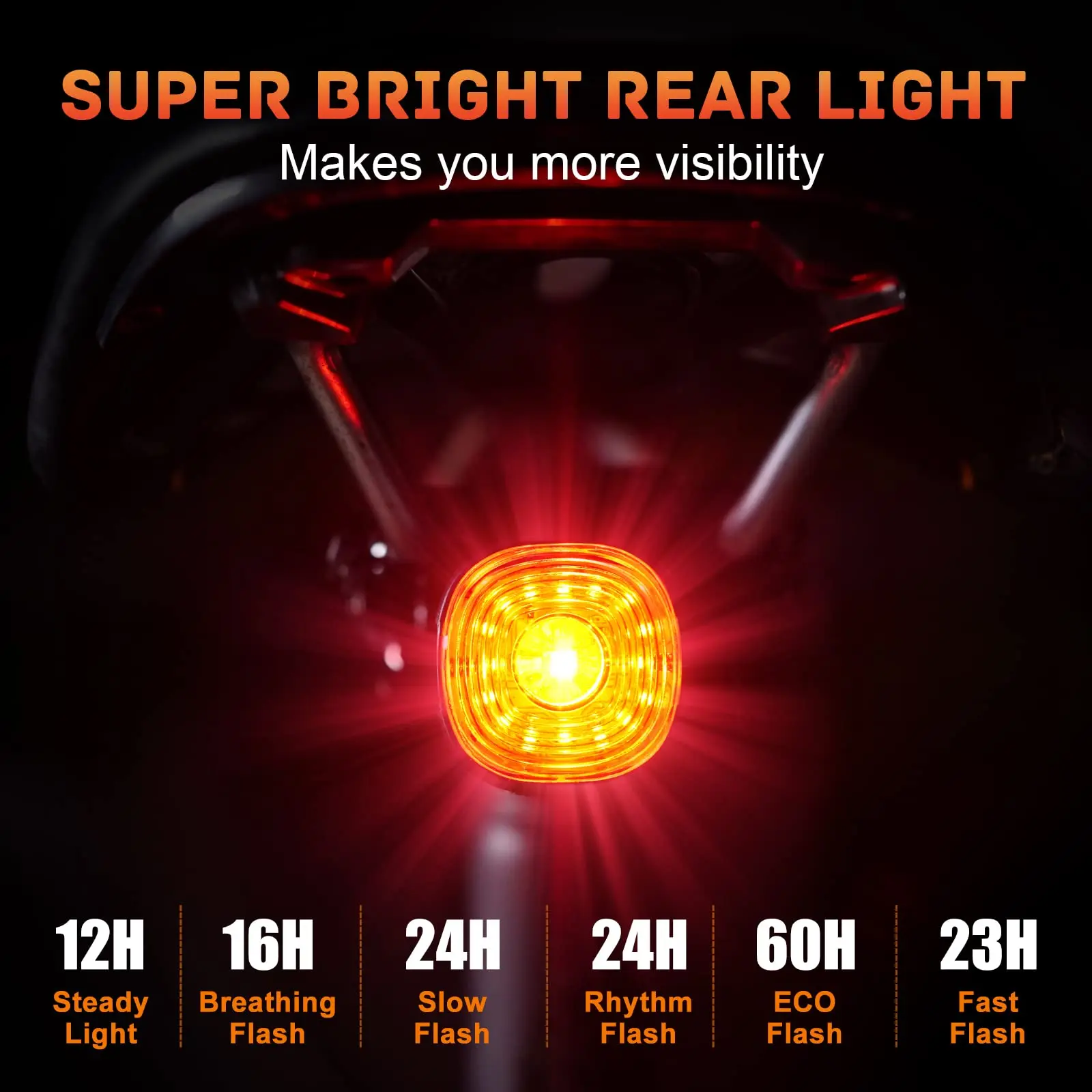 INBIKE Bicycle Taillight Brake Sensing Bike Rear Lights Waterproof 6 Modes Safety Warning LED for Cycling MTB Bike Accessories