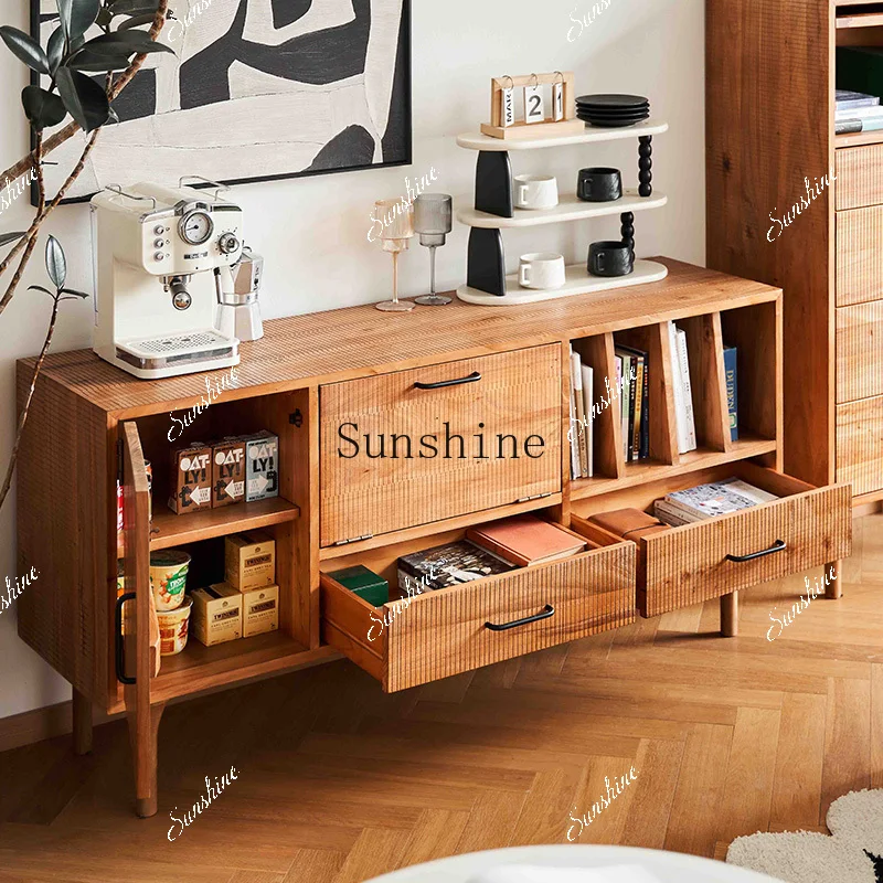 

Solid wood retro living room tea side cabinet Nordic storage storage cabinet FT