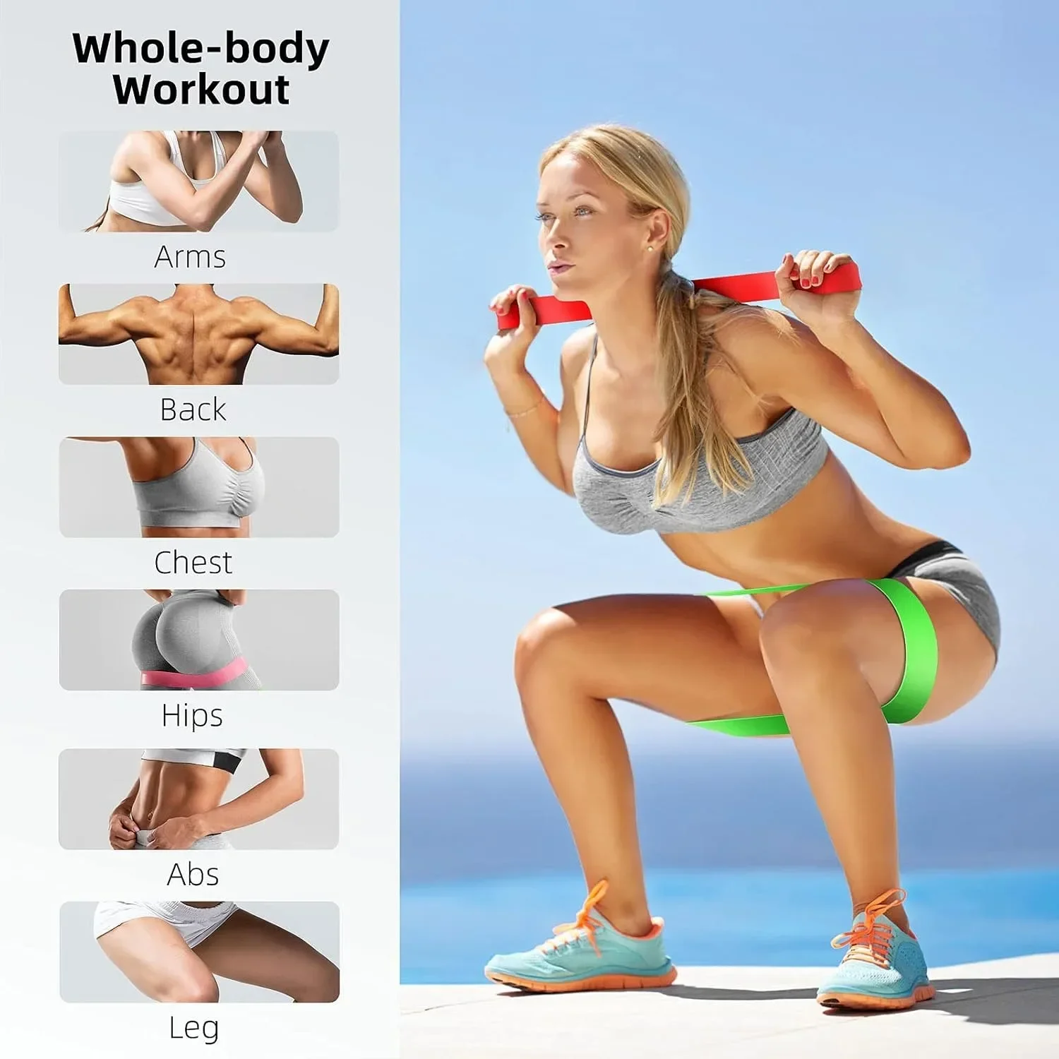 TPE-Widerstandsbänder Fitness-Set Gummischlaufenbänder Krafttraining Workout Expander Yoga Fitnessgeräte Elastische Gummischlaufe – Detail 4