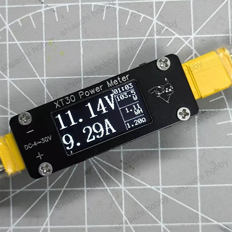 1PCS DC4-30V 1mA-32A XT30 Power Meter DCDC+LD0 Power Supply Mini Ammeter with 0.96inch OLED Current Voltage Display for RC Drone