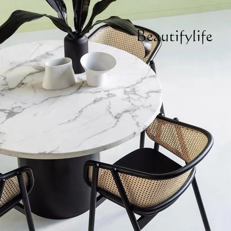 

Nordic simple solid wood rattan single chair home office light luxury dining chair hotel homestay club restaurant leisure chair