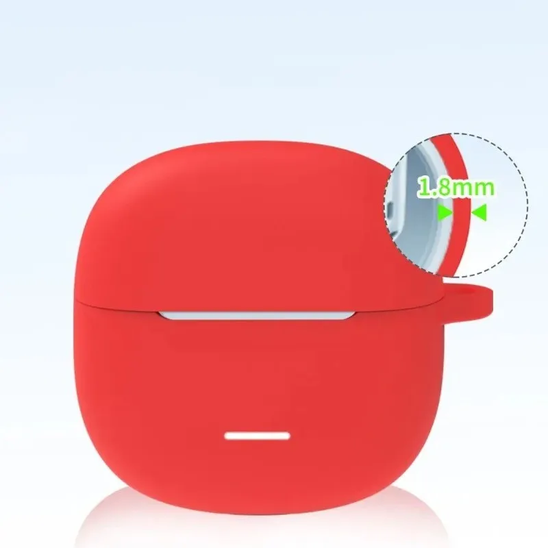 غطاء حماية من السيليكون الناعم لهاتف Redmi Buds 6 Lite سماعة بلوتوث لاسلكية مقاومة للصدمات مع صندوق سماعة رأس بخطاف