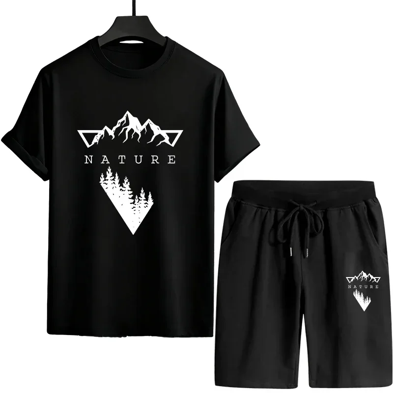 

Outdoors Jogging Casual Single Piece Set Men's Tracksuit Short-sleeved T-shirt Drawstring Sports Short Quality 2026 New Summer