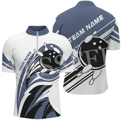 Custom Name Strike Bowling Flame Tattoo Retro Graffiti Vintage 3DPrint Summer Harajuku Zip Polo Jersey Shirts Short Sleeves X2