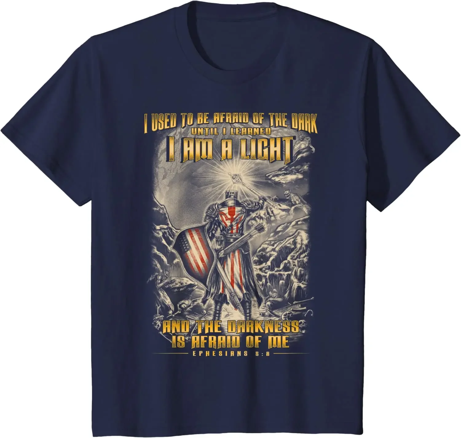 I Am A Light. Warriors of Christ Bible Verse Christian Gift T-Shirt 100% Cotton O-Neck Summer Short Sleeve Casual Mens T-shirt