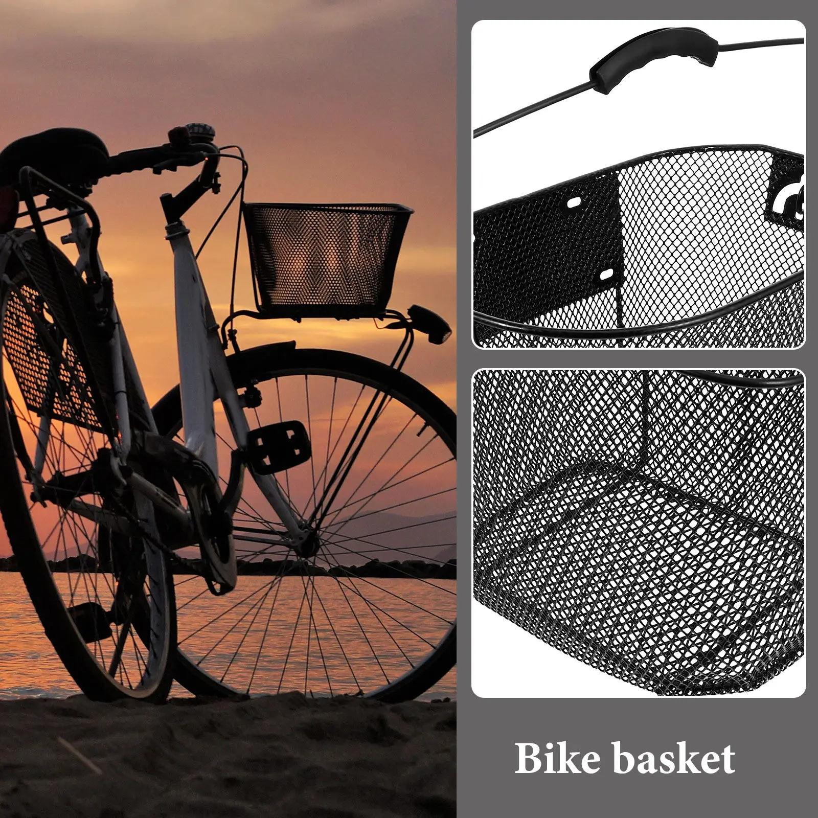 

Large Capacity Front Bike Basket Detachable Metal Wire Bicycle Handlebar Basket for Shopping and Daily Commute Use