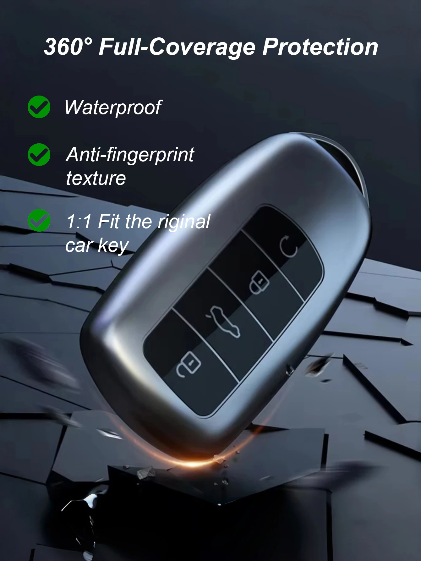 Titanium Gray Key Cover for Chery Tiggo 8 Pro, Tiggo 9, Tiggo 7, Arrizo 8/5 Plus, Omoda 5 & Explore 06 – Anti-Fingerprint Nano C