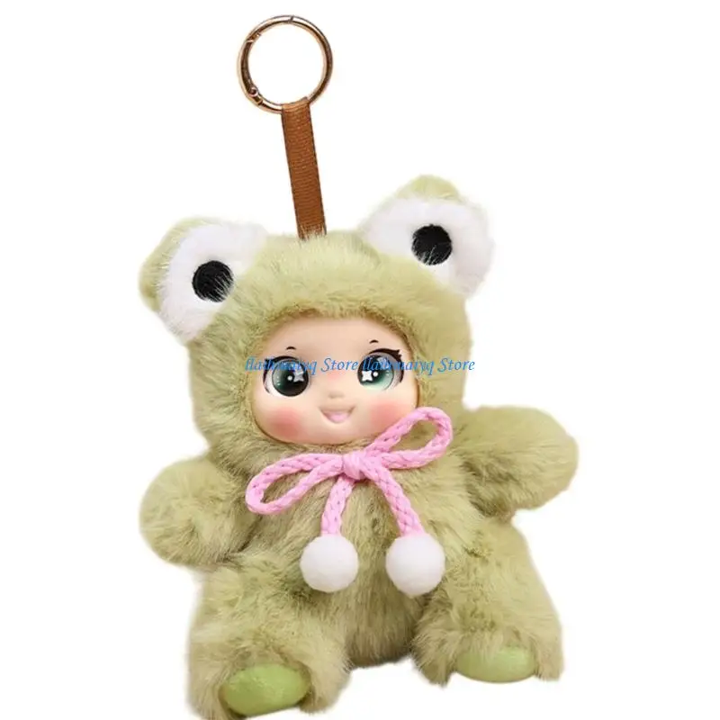 573B Fashionable Plush Doll Keychain In Sitting Pose 16cm Long Fashion Backpack Charm For Personalizing Keys And Bags