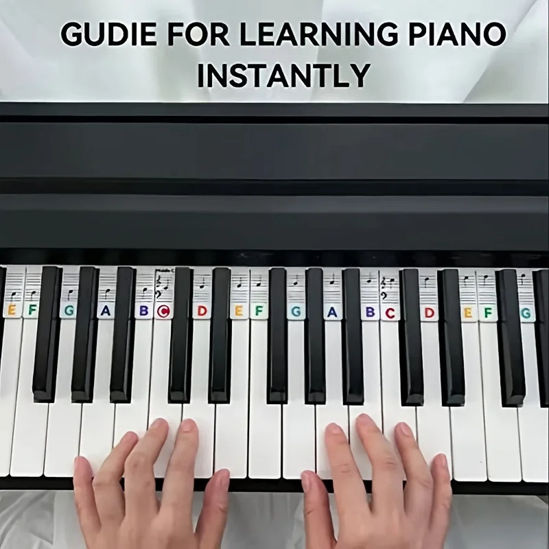 ملصق ملاحظة البيانو - ملصق مساعد خاص لمبتدئين البيانو - ملصقات ملاحظات بيانو مكونة من 88 مفتاحًا قابلة للفصل وإعادة الاستخدام