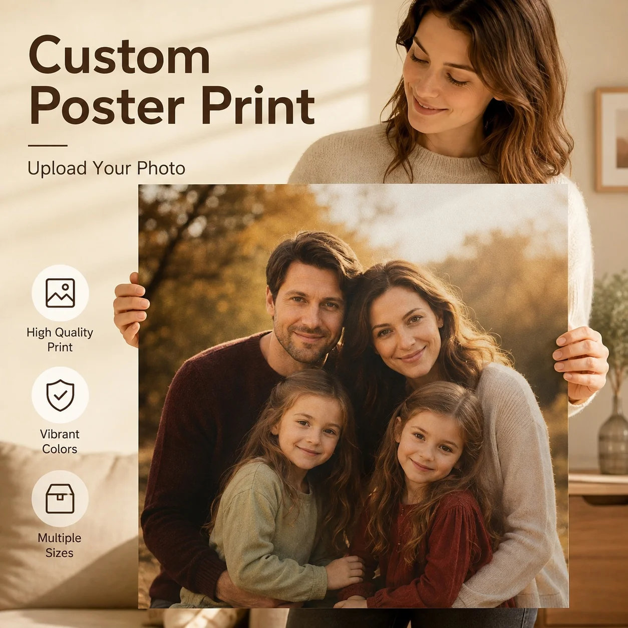 Custom Canvas Prints Photo Poster Personalized Wall Art for Family Life Pet Anime Birthdays Weddings Scenery Decor