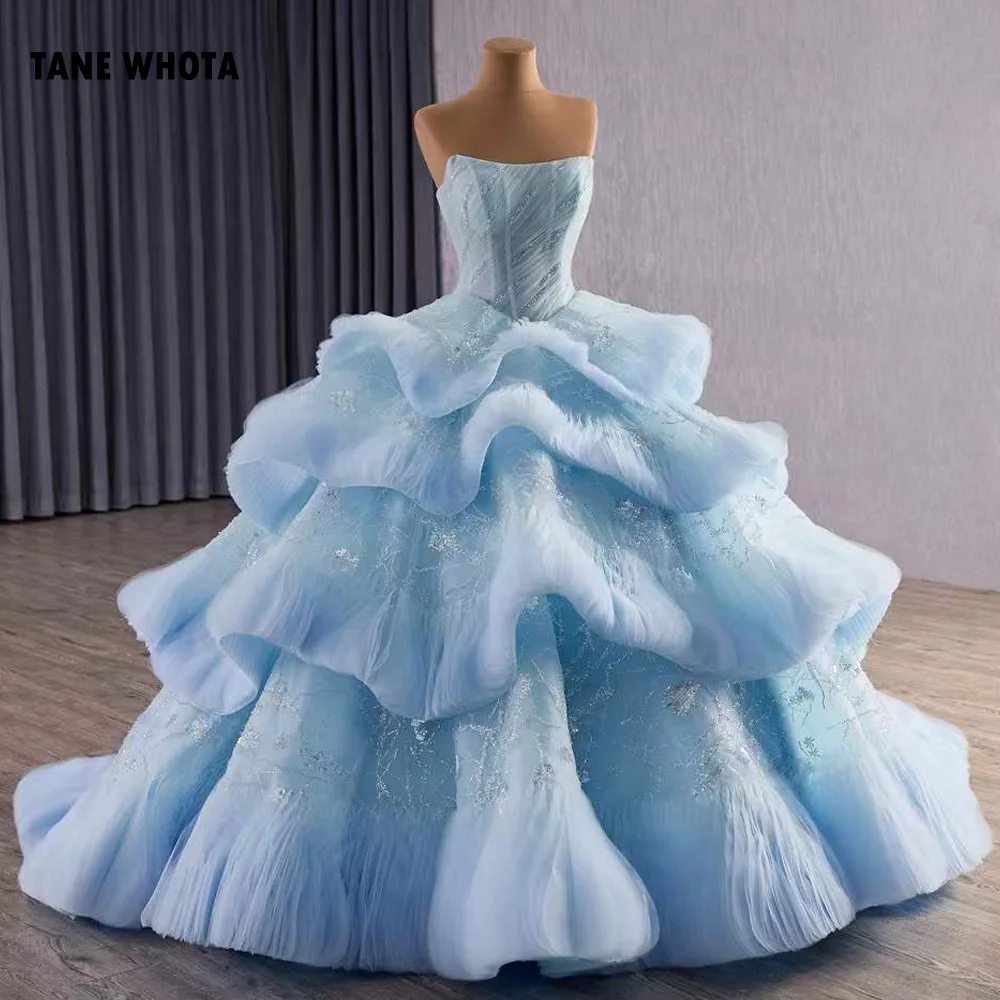 Вечернее роскошное платье без бретелек без рукавов со шнуровкой сзади, расшитое кристаллами и бисером, синие длинные платья с блестками для особых случаев