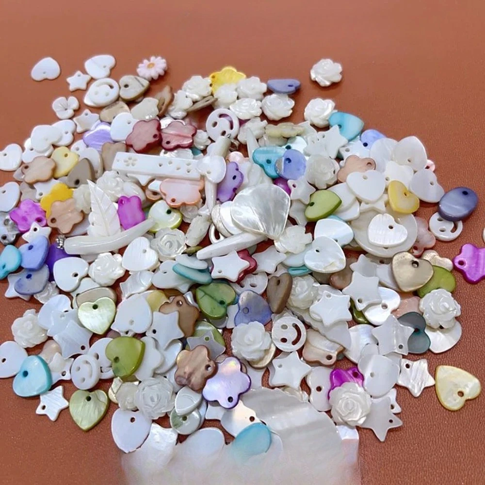 5Pcs Natural Shell Punched Loose Individual Beads Surprise Pack For DIY Elegant Necklace Bracelet Jewelry Making Decorations