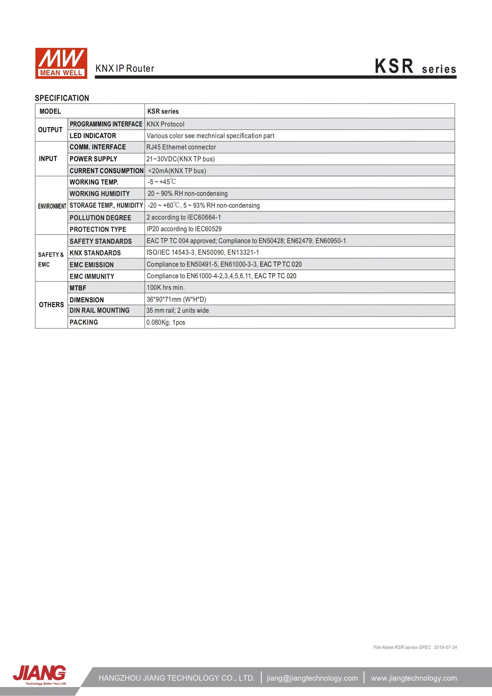 Mean Well KSR-01IP IP ROUTER KNX Routing Power Supply Untuk Otomatisasi Bangunan KNX