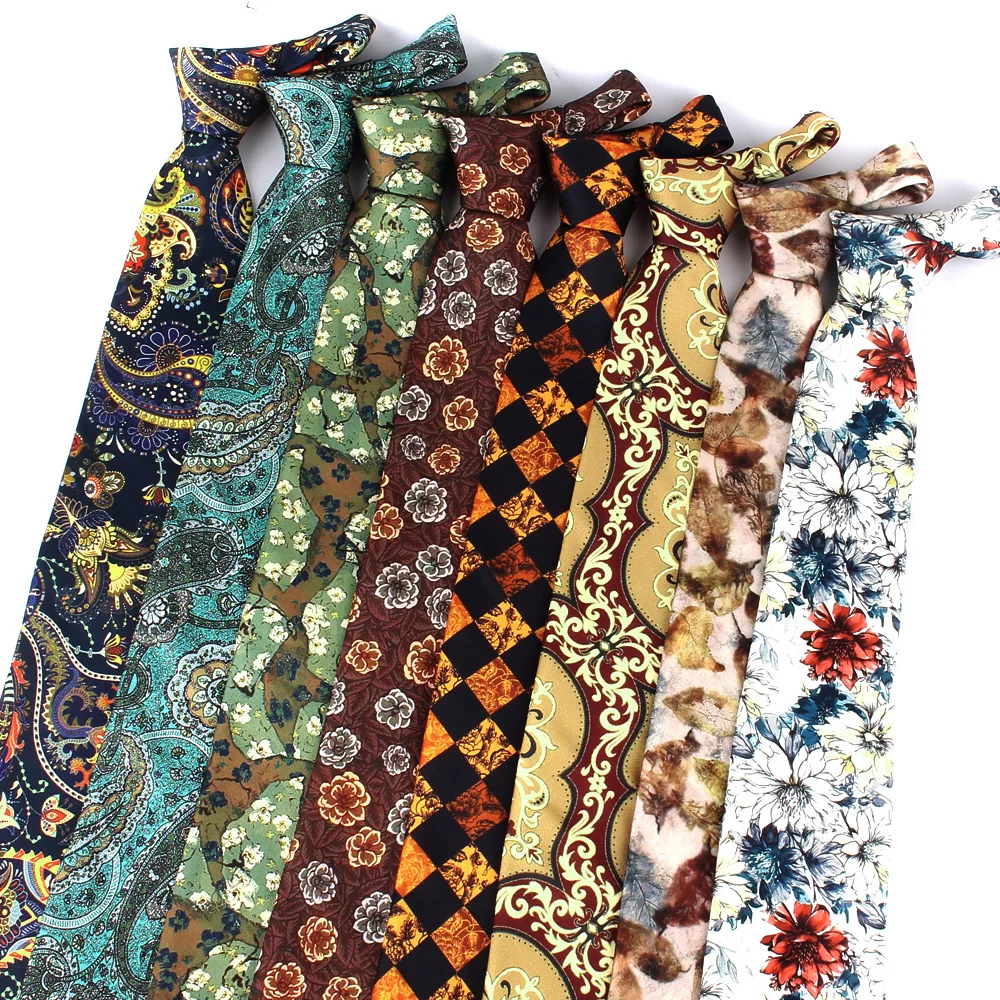 New Floral Printed Ties For Men Women Soft Necktie For Groomsmen Suits Men's Tie For Wedding Fashion Print Neckties For Gifts