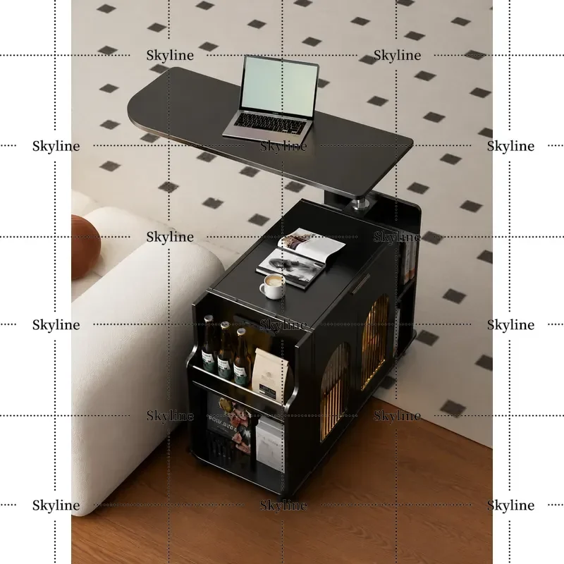 for Modern Multi-functional Lifting Coffee Table Light Luxury Movable Tea Bar Cart Sofa Side Cabinet Living Room Furniture