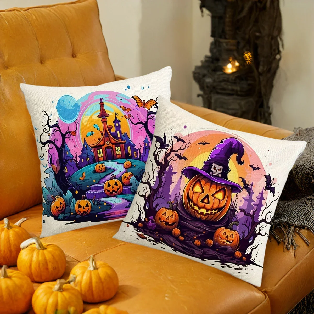 1 Fundas de almohada de calabaza de Halloween، decoración de Halloween de fantasma de calabaza، decoración de Ambiente #1