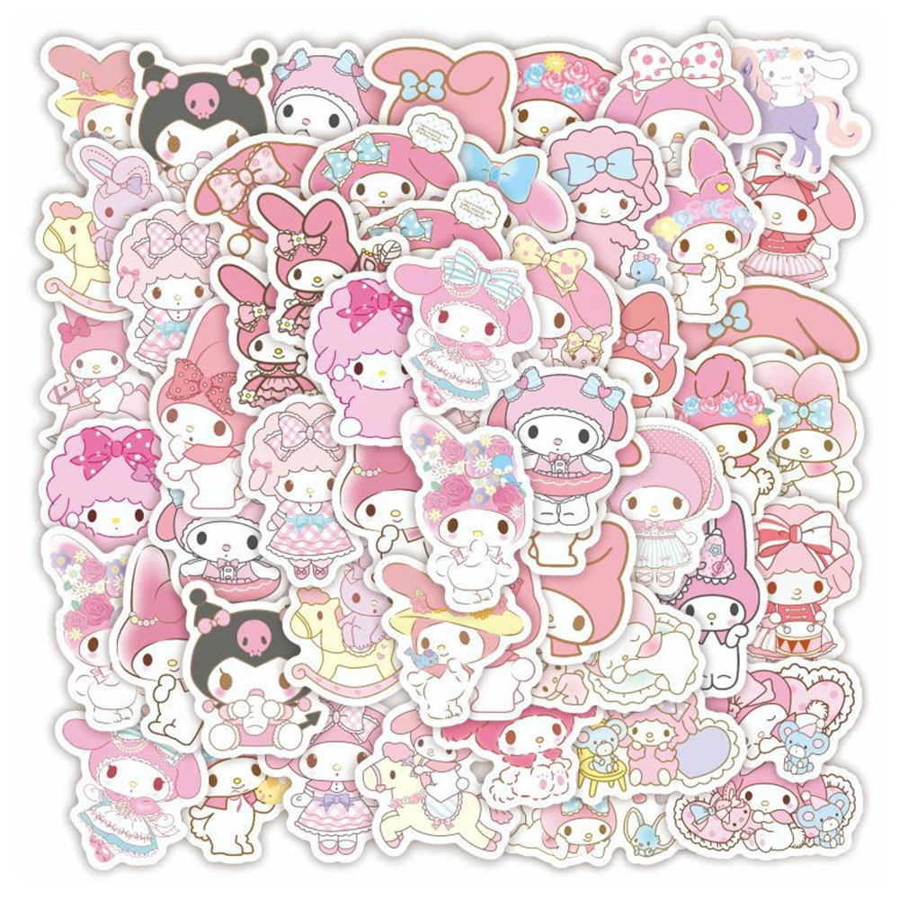 Pegatinas Kawaii My Melody para niños, calcomanías de dibujos animados para ordenador portátil, guitarra, teléfono, motocicleta, equipaje, coche, 10/20/40 piezas